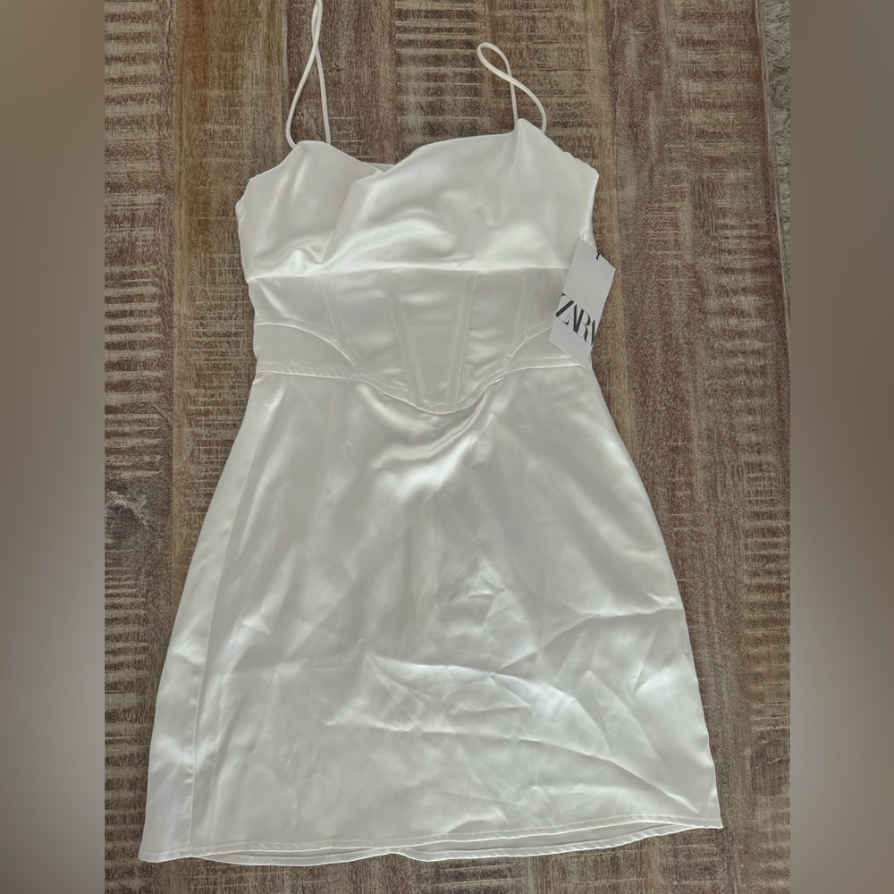 Zara corset dress XS white with tags.